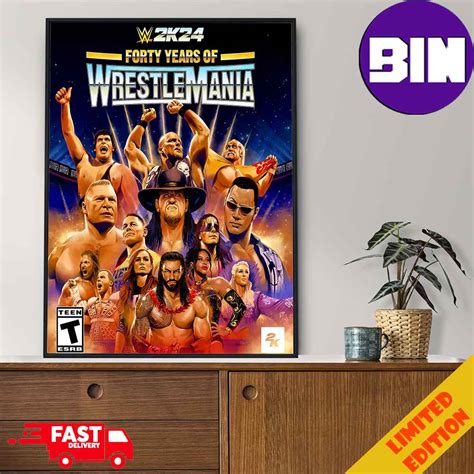 WWE 2K24 Forty Years Of Wrestle Mania Poster Canvas Binteez