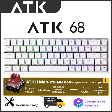 VXE Игровая клавиатура проводная ATK68, (Gateron Cap V2 Crystal Red ...
