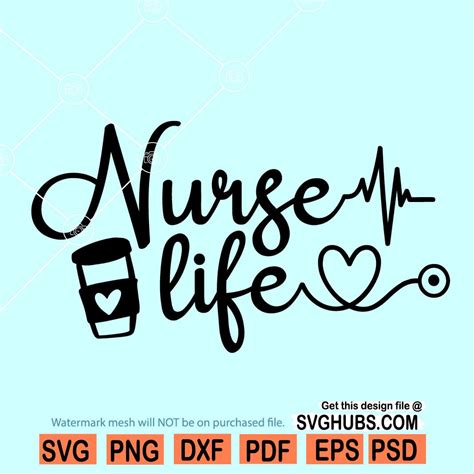 Nurse Life Svg Nurse Heartbeat Svg Coffee And Nurse Life Svg