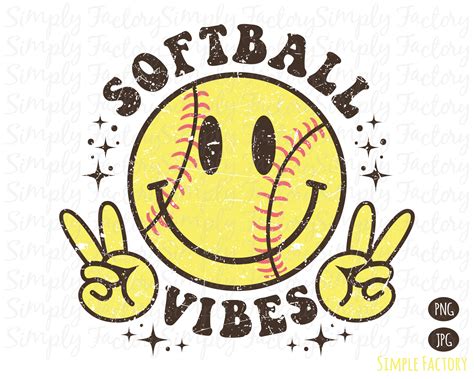 Softball Vibes Png Retro Softball Vibes Png Happy Softball Etsy