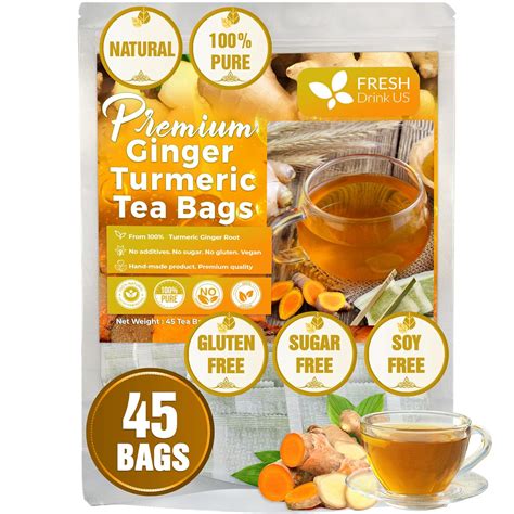 Amazon FreshDrinkUS Premium 45 Ginger Turmeric Tea Bags 100