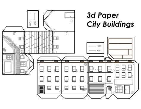 Printable D Paper City Buildings Template Paper City Paper City