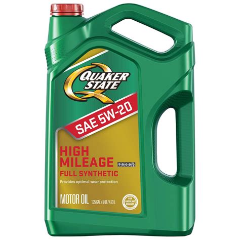 Quaker State High Mileage Full Synthetic 5W 20 Motor Oil 5 Quart