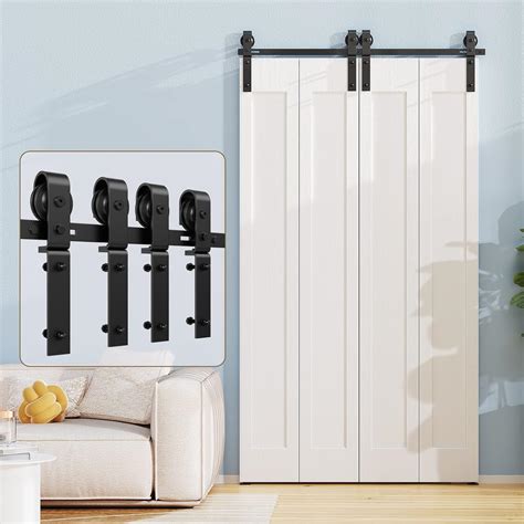 ROOMTEC 3 3FT Bi Folding Sliding Barn Door Hardware Track Kit Black