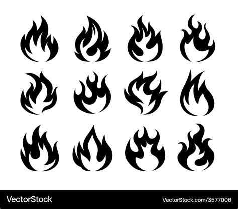 Black fire flame icons Royalty Free Vector Image