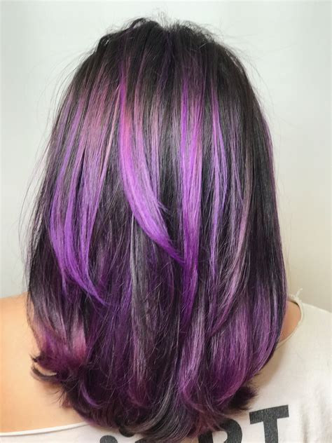 New metallic tones dark hair and purple highlights 14