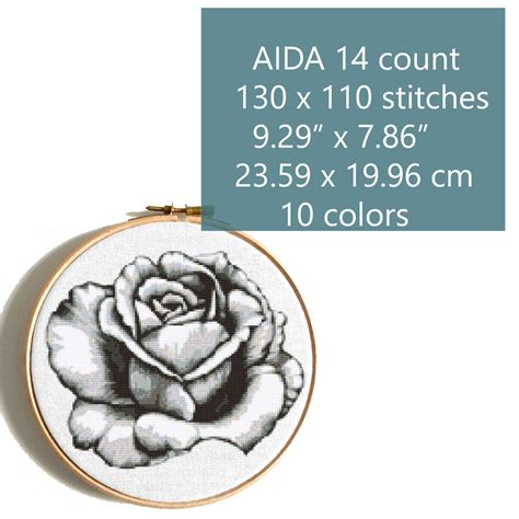 Rose Cross Stitch Pattern Counted Cross Stitch Monochrome - Etsy