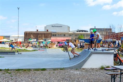 Copenhagen Denmark July 25 2019 Children Ride On Skateboards And