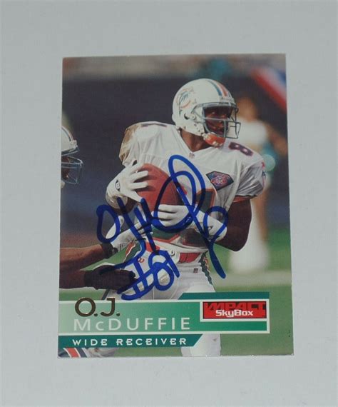 Oj Mcduffie Signed Auto D Skybox Impact Card Miami Dolphins