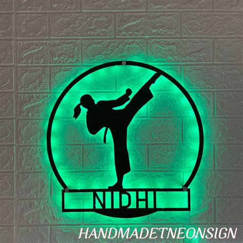 Handmadetneonsign Personalized Girl Taekwondo Martial Arts Metal Wall