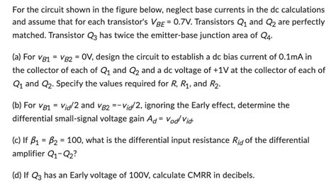 Solved For The Circuit Shown In The Figure Below Neglect Chegg