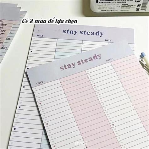 Giấy học từ vựng ngoại ngữ Tập note Stay steady 30 tờ ôn tập từ mới ngữ