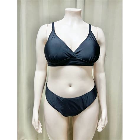 Plus Size Two Piece Swimsuit 0XL Bikini Set Black Shopee Malaysia