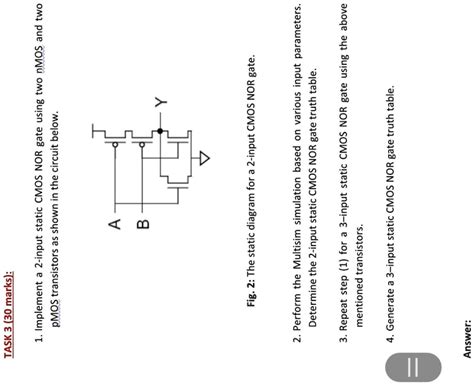 Solved 1 Implement A 2 Input Static Cmos Nor Gate Using Two Nmos And Two Pmos Transistors As