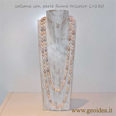 Collana Con Perle Fiume Tricolor L 180 Geoidea