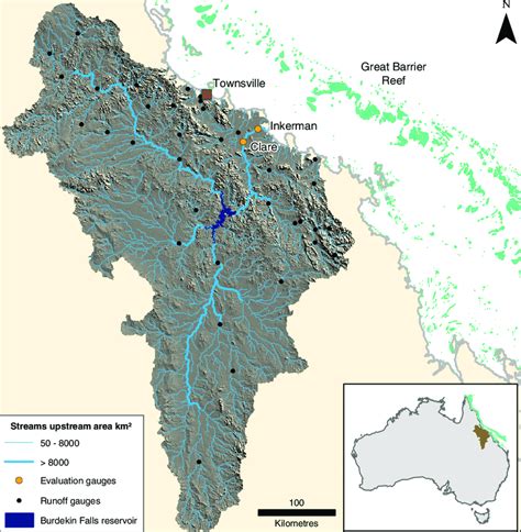 Shaded Relief Of The Model Area Including The Burdekin River And