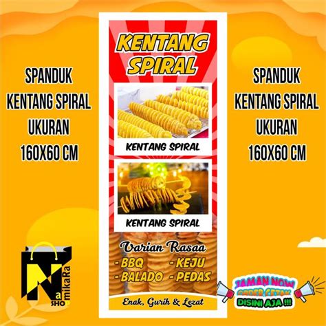 Spanduk Banner Kentang Sepiral Terbaru Custom Ukuran 160x60 Cm Banner