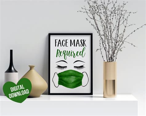 Face Mask Sign Please Wear A Mask Sign Printable Face Mask Etsy