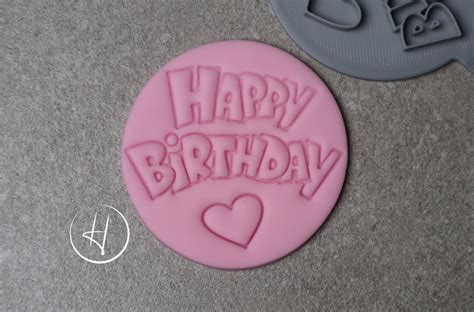 Happy Birthday Embosser Stamp 6 Or 7cm Style 2 Etsy