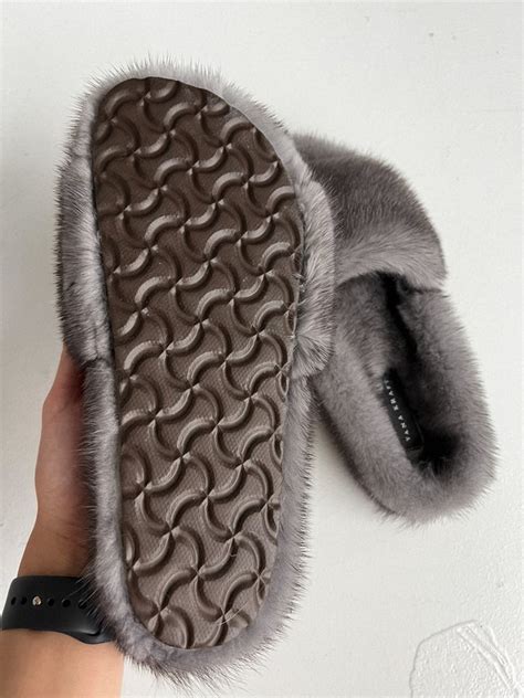 Купить Тапочки из меха норки с меховой стелькой GRIZZLY - брендовая ...