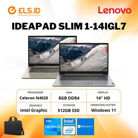 Promo Lenovo Ideapad Slim 1 14igl7 Intel Celeron 8gb Ssd 512gb 14 W11 Ohs Sand Cicil 0 3x