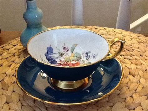 Antique Hammersley Bone China Teacup And Saucer Floral Gold And Deep