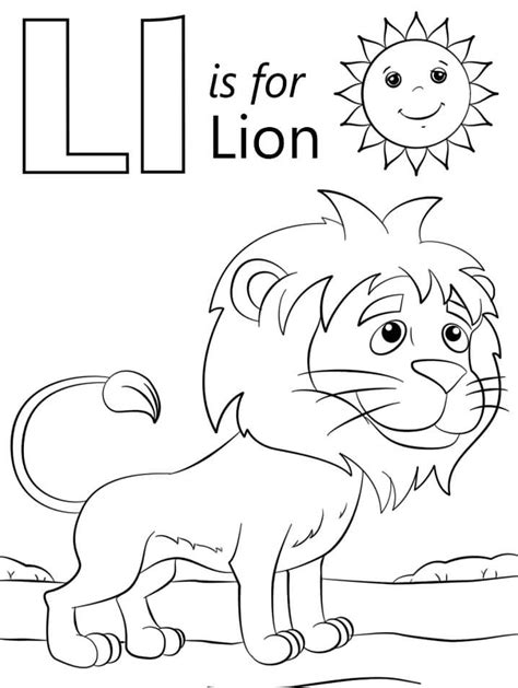 Lion Letter L Coloring Page - Free Printable Coloring Pages for Kids