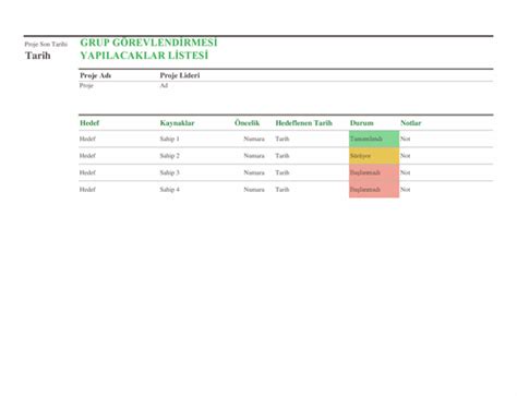 Grup görevlendirmesi yapılacaklar listesi