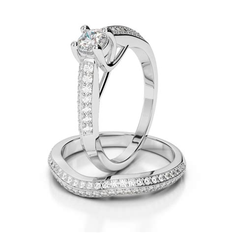 Gold Platinum Round Cut Diamond Bridal Set Ring Agdr 2043