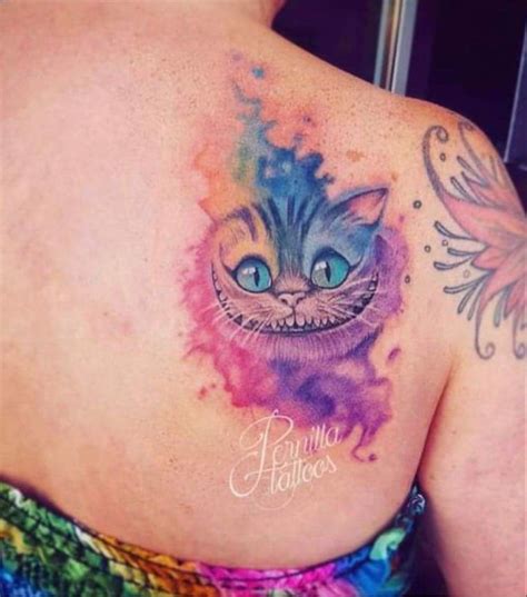 Watercolor shoulder tattoo of Cheshire cat Tattoo Mama, Scar Tattoo, Tattoo For Son, Diy Tattoo ...