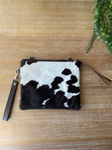 Cowhide Crossbody Purse Real Leather Bag Natural Cowhide Etsy