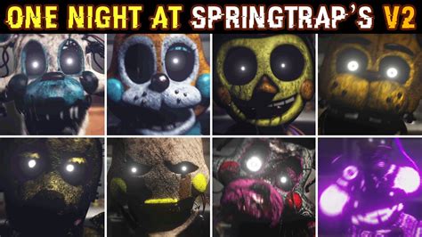 One Night At Springtrap S Remastered V2 All Jumpscares 2022 Youtube