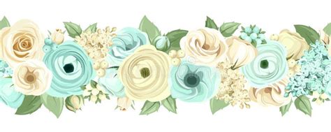 Fundo Sem Emenda Horizontal As Flores Azuis E Brancas Ilustração Do