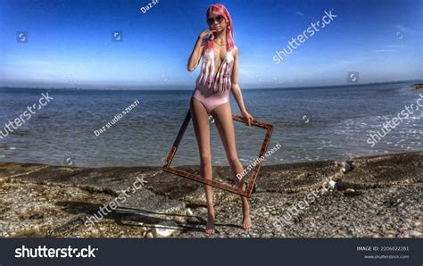 Sexy Prety Women Pink Hair Nude Stock Illustration Shutterstock