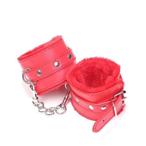 Sexy Handcuffs BDSM Bondage PU Leather Plush Handcuff Ankle Cuff Restraints Bondage Sex Toy Sex