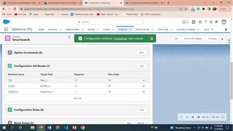 Set A Default Value For An Engraving Attribute Personalize Smartwatches With Salesforce Cpq