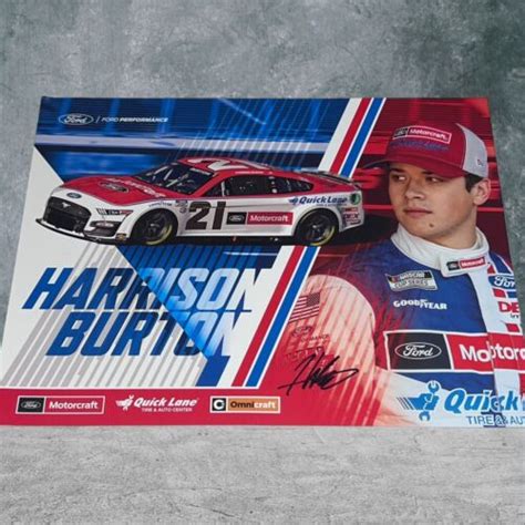 Harrison Burton Wood Bros Ford 2024 Signed 8x10 Nascar Hero Card Photo