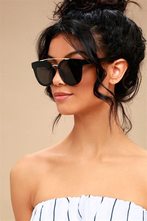 Trendy Black Sunglasses Black Brow Bar Sunglasses Lulus