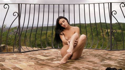 Sexy Brunette Sasha C Strips Naked On The Veranda 15 Photos