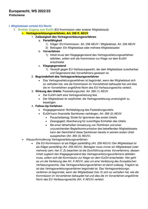 Europarecht Prüfschema Europarecht WS 2022 Prüfschema I