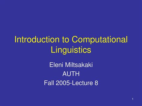 Introduction To Computational Linguistics Ppt Download