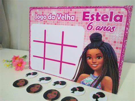 Jogo da Velha Lembrancinha de Aniversário Barbie Negra Elo7