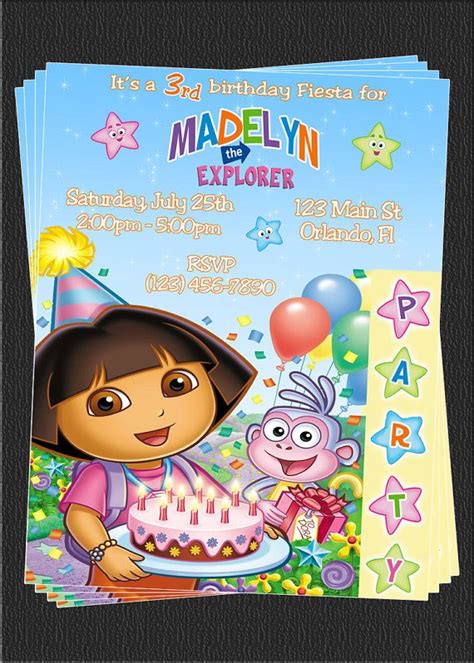 Custom Dora the Explorer Birthday Invitations | Explorer birthday party ...