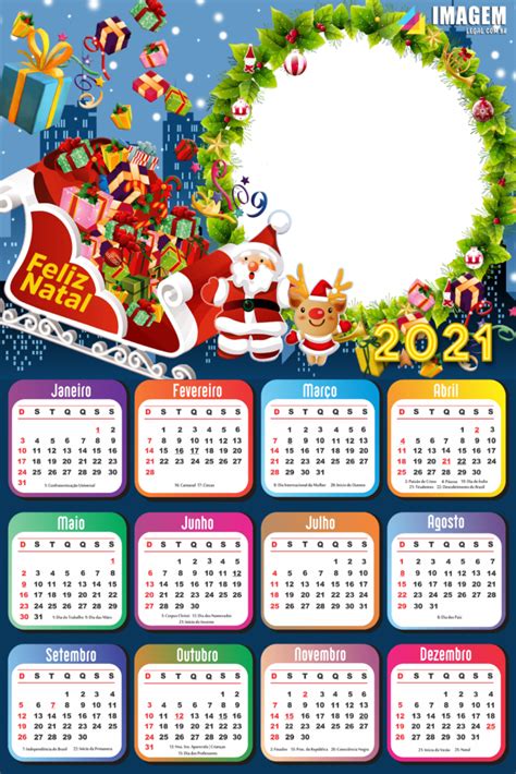 Moldura Calendário 2021 De Natal Para Montagem De Foto Imagem Legal