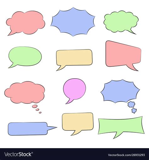 Speech Bubbles Set Colored Doodles Royalty Free Vector Image