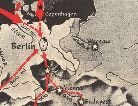 The Routes To Berlin 1943 Old World War 2 Map With A Sad Little Hi