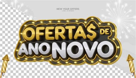 Premium Psd Label D New Year Offers In Portuguese Isolated On