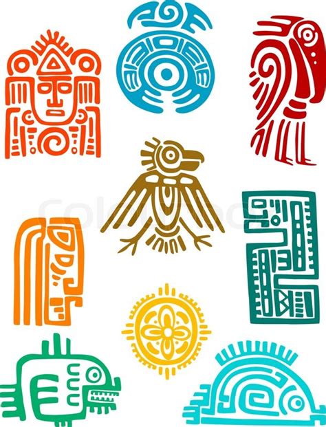 Ancient maya elements and symbols | Stock Vector | Colourbox