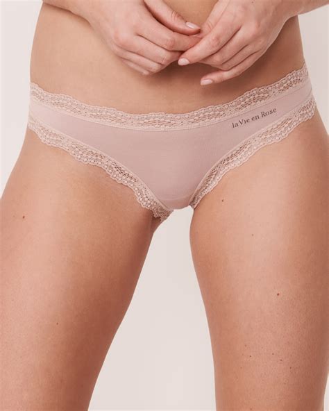 Modal And Lace Trim Bikini Panty Shadow Grey La Vie En Rose