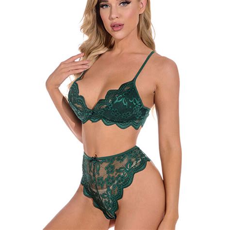Polyester Lace Two Piece Set Sexy Lingerie Outfit TD Mercado